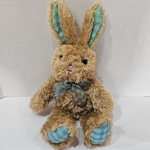 Vintage Walmart Bunny Rabbit Plush Turquoise Blue Accents Shaggy 16"